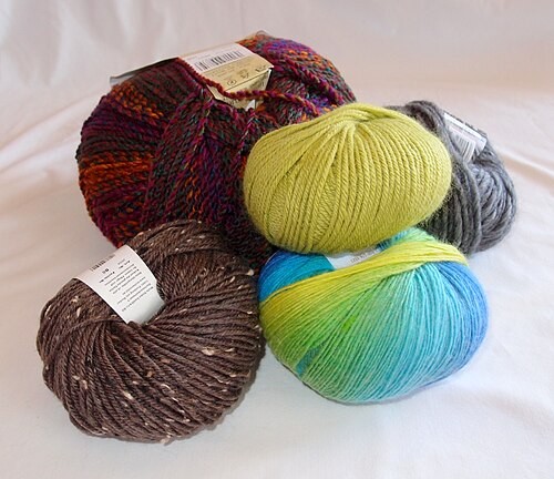 Assorted balls of yarn; illustrative category photo.